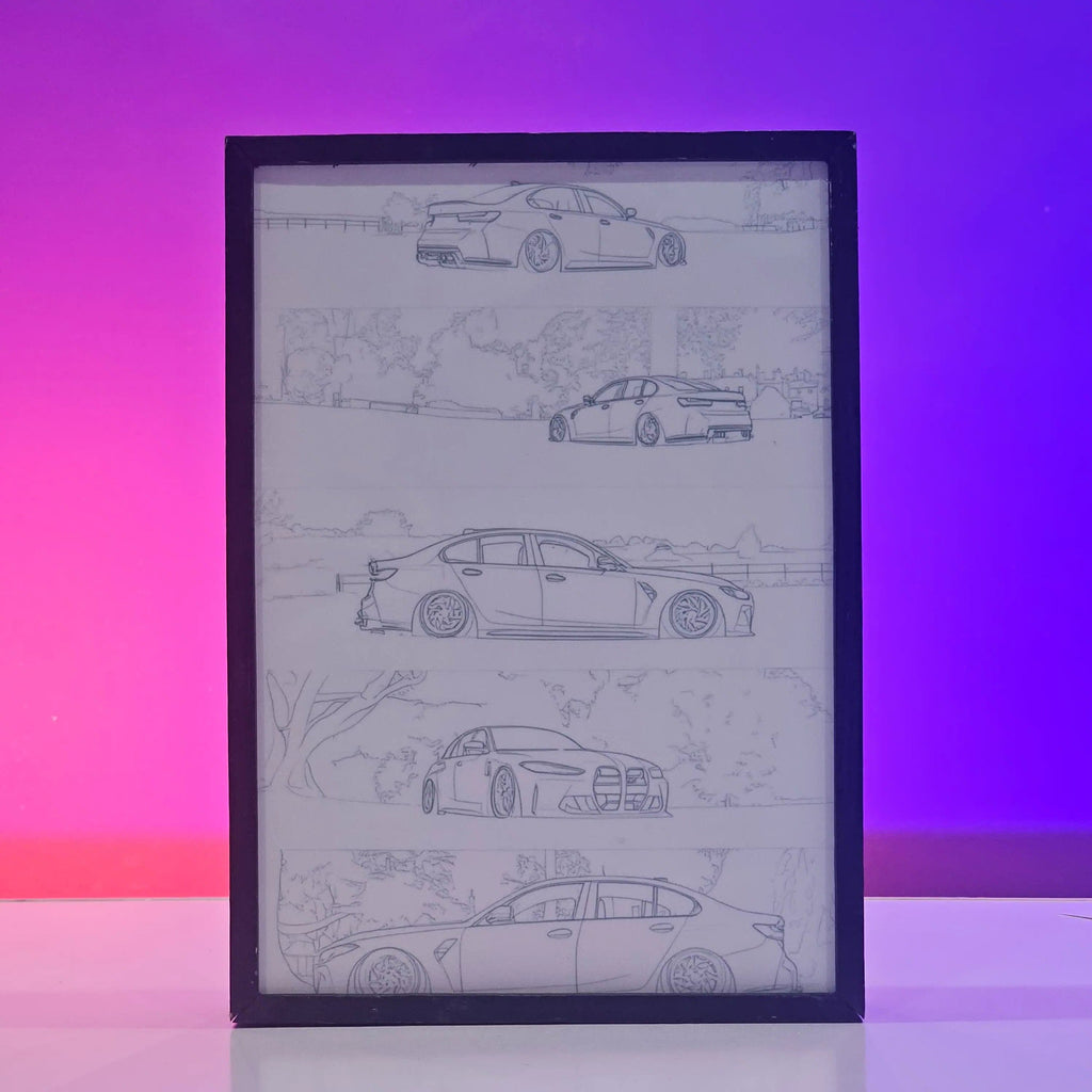 BMW M3 Backlit Frame – Premium Sports Car LED Wall Art Pakistan