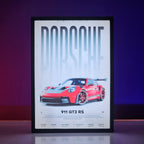 Porsche 911 GT3 RS Backlit Frame – Sports Car LED Wall Art Pakistan