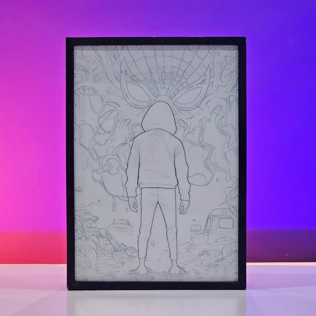 Miles Morales Spider-Man Backlit Frame – Marvel LED Wall Art Pakistan