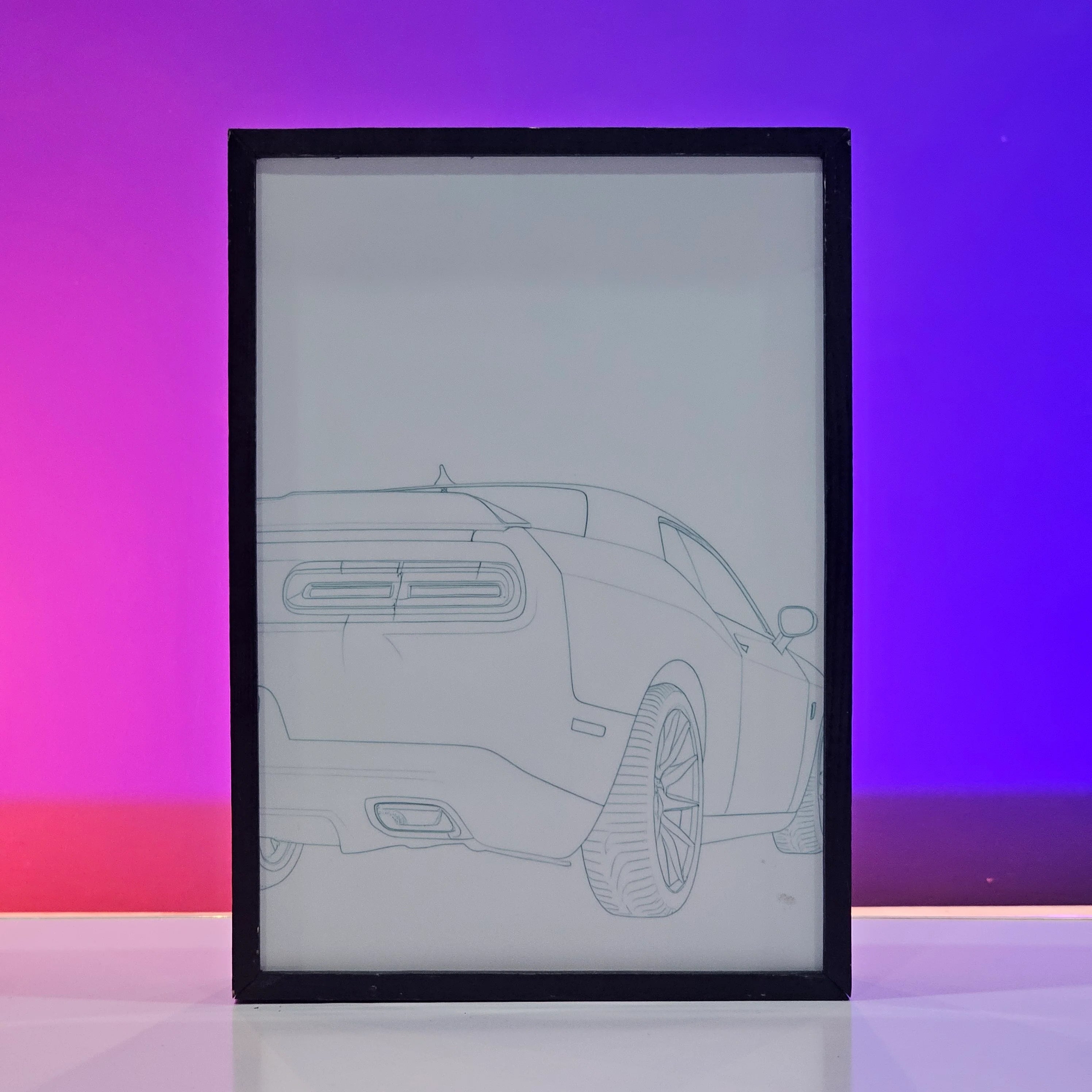 Red Muscle Car Backlit Frame – Trending LED Wall Art Pakistan