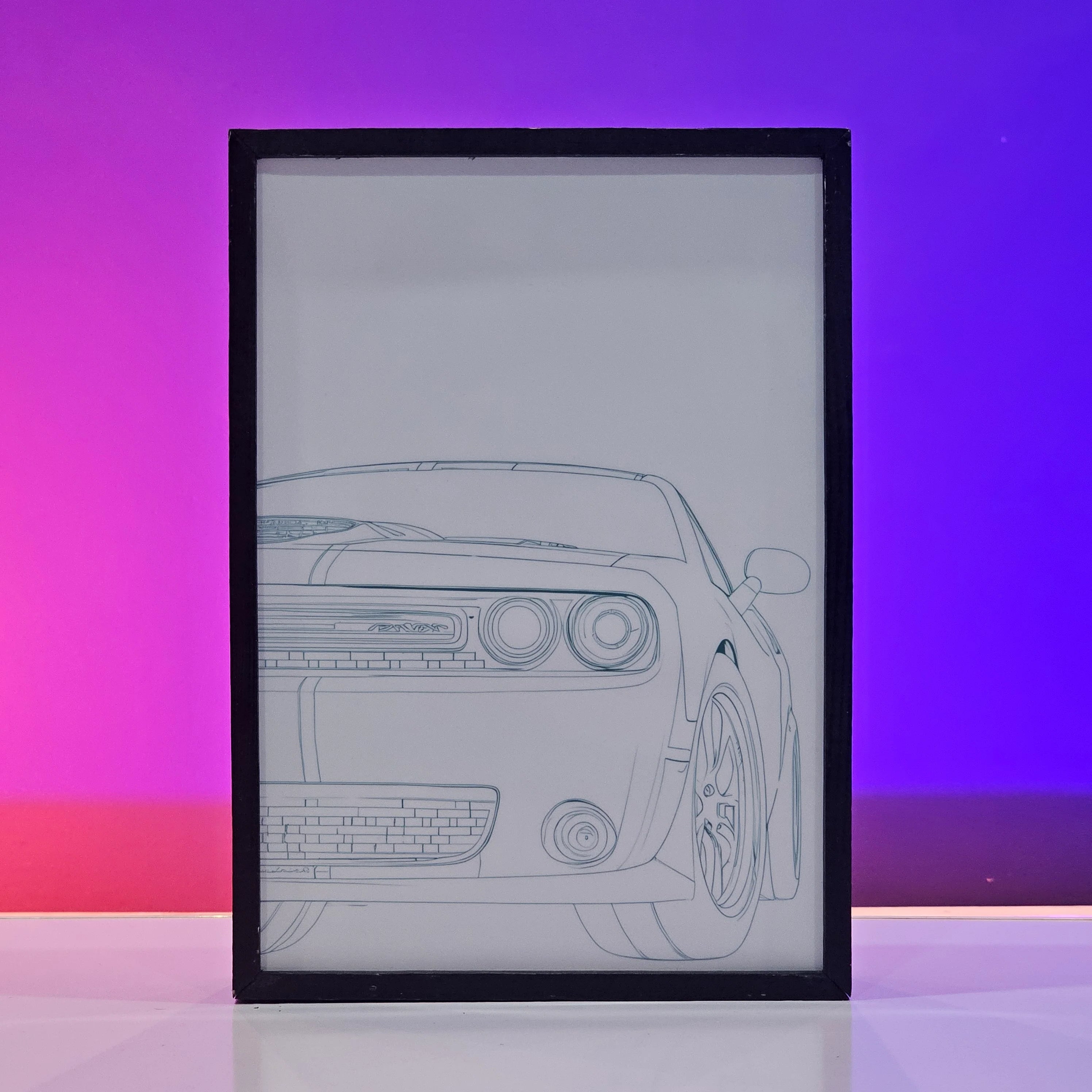 Dodge Challenger Poster Backlit – Car LED Light Frame Pakistan