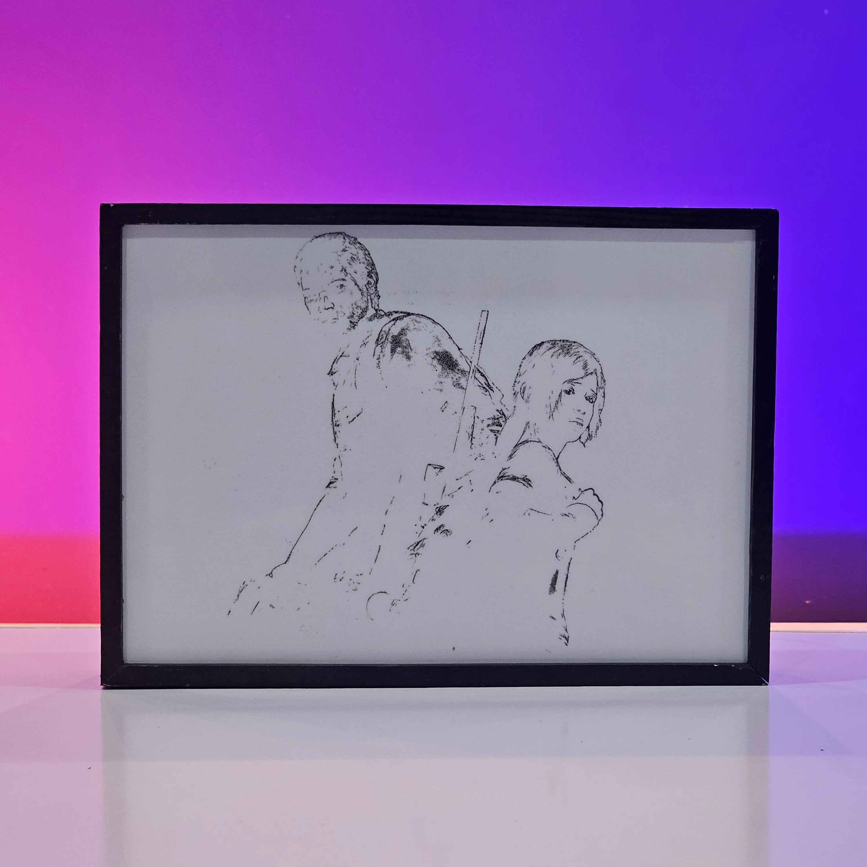 the last of us portrait sketch light off backlit frame