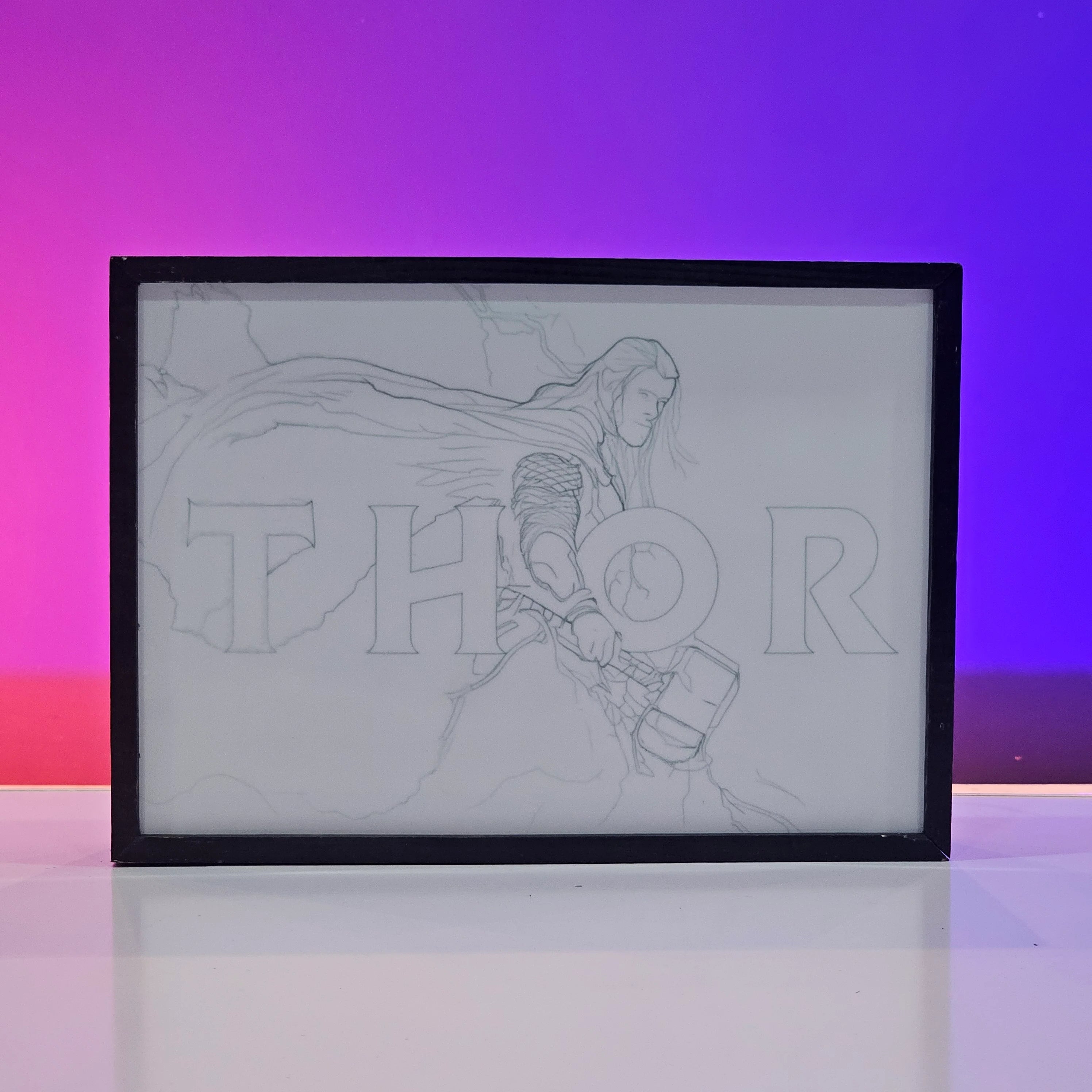 'Thor' Portrait sketch with backlit LED light off
