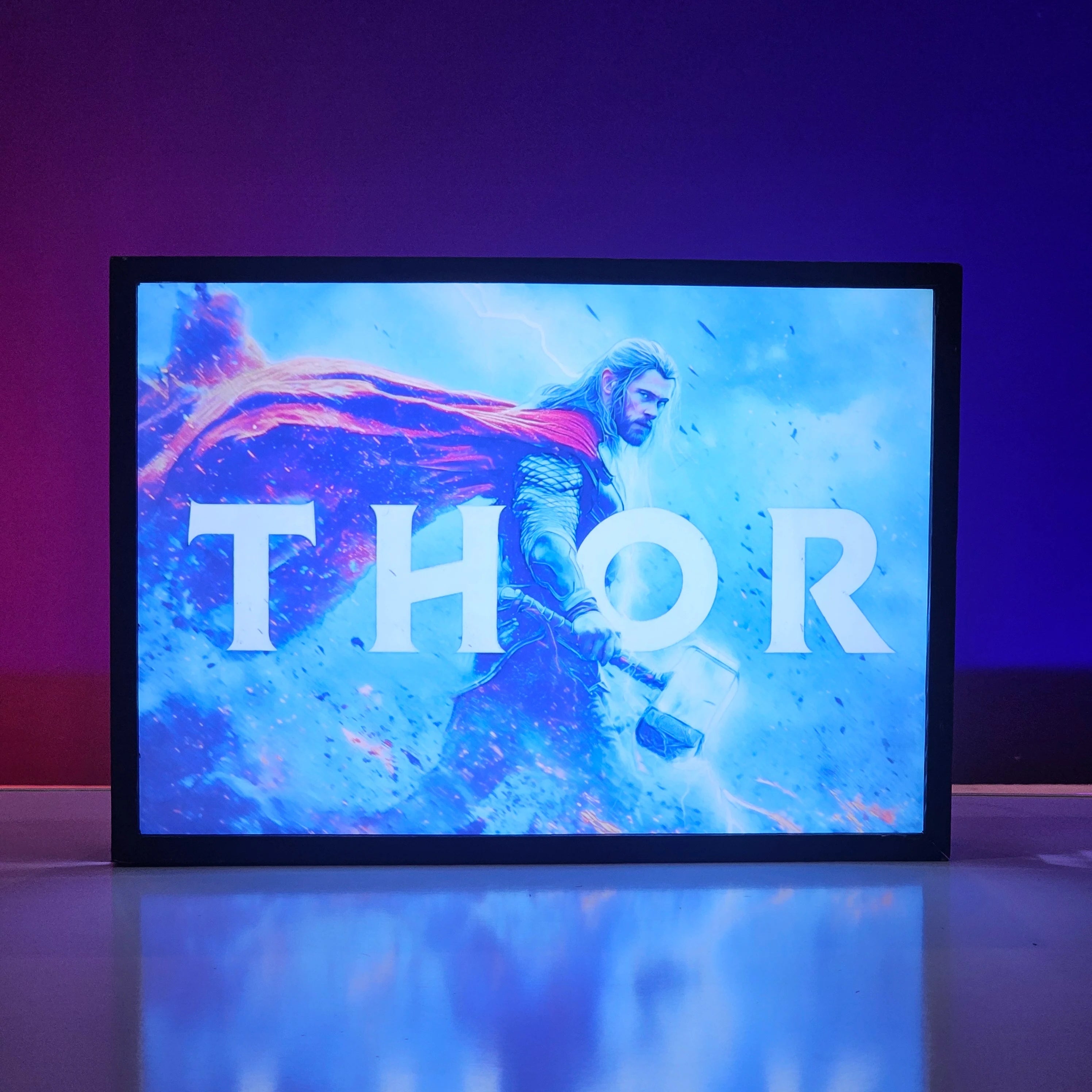 Thor movie poster with backlit LED lighting