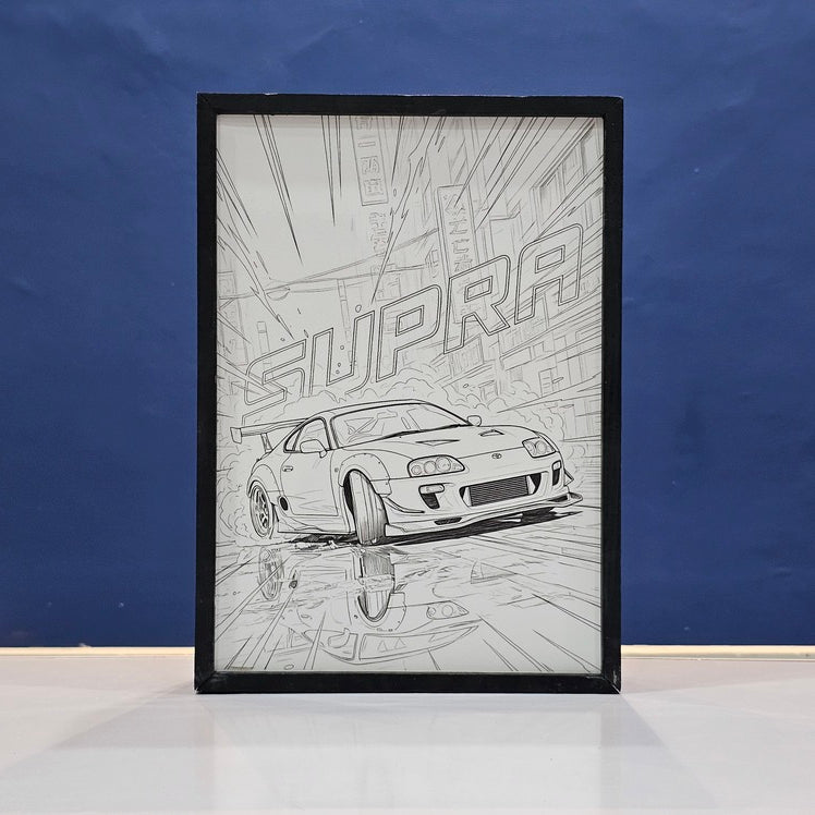 Toyota Supra Mk4 A80 Backlit Frame – LED Car Wall Art