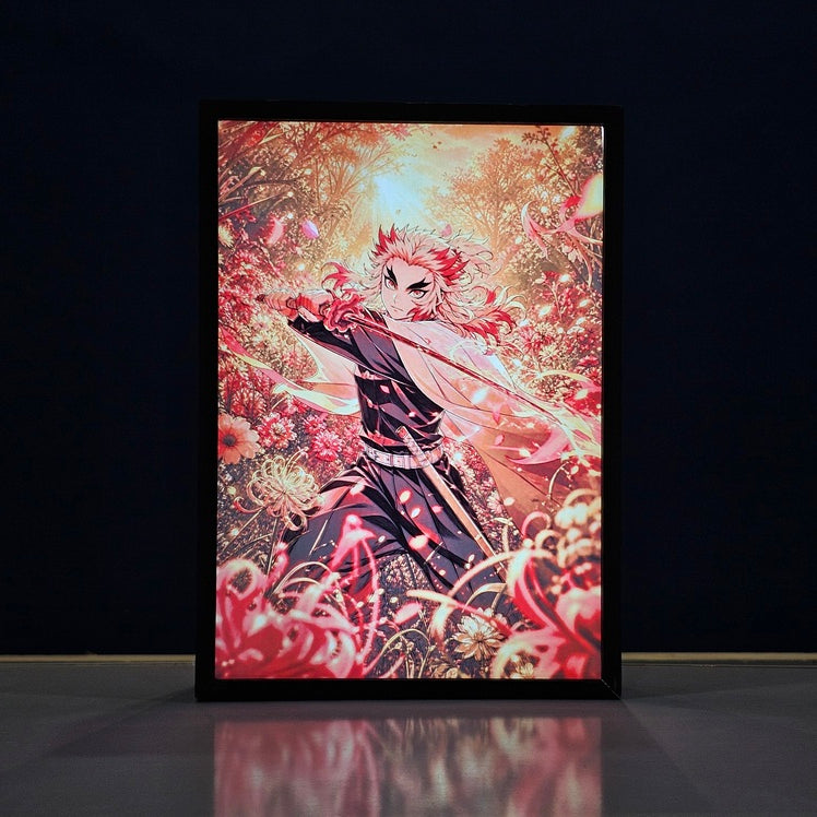Demon Slayer Rengoku Backlit Frame – LED Anime Wall Art