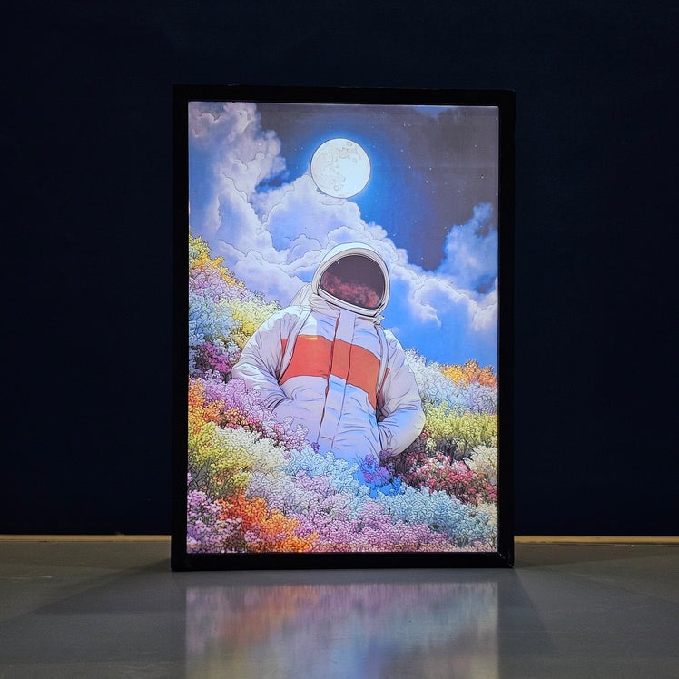 Cosmic Astronaut Backlit Frame – LED Galaxy Wall Art Pakistan