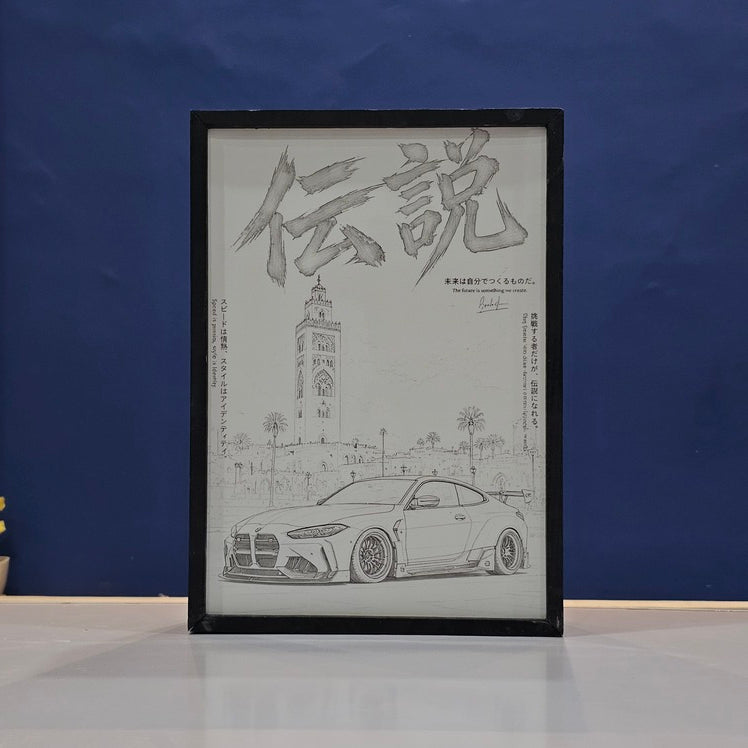 BMW M4 Competition Backlit Frame – LED Car Wall Art