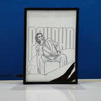 Framed artwork of Amerian Psycho Movie Poster Sketch