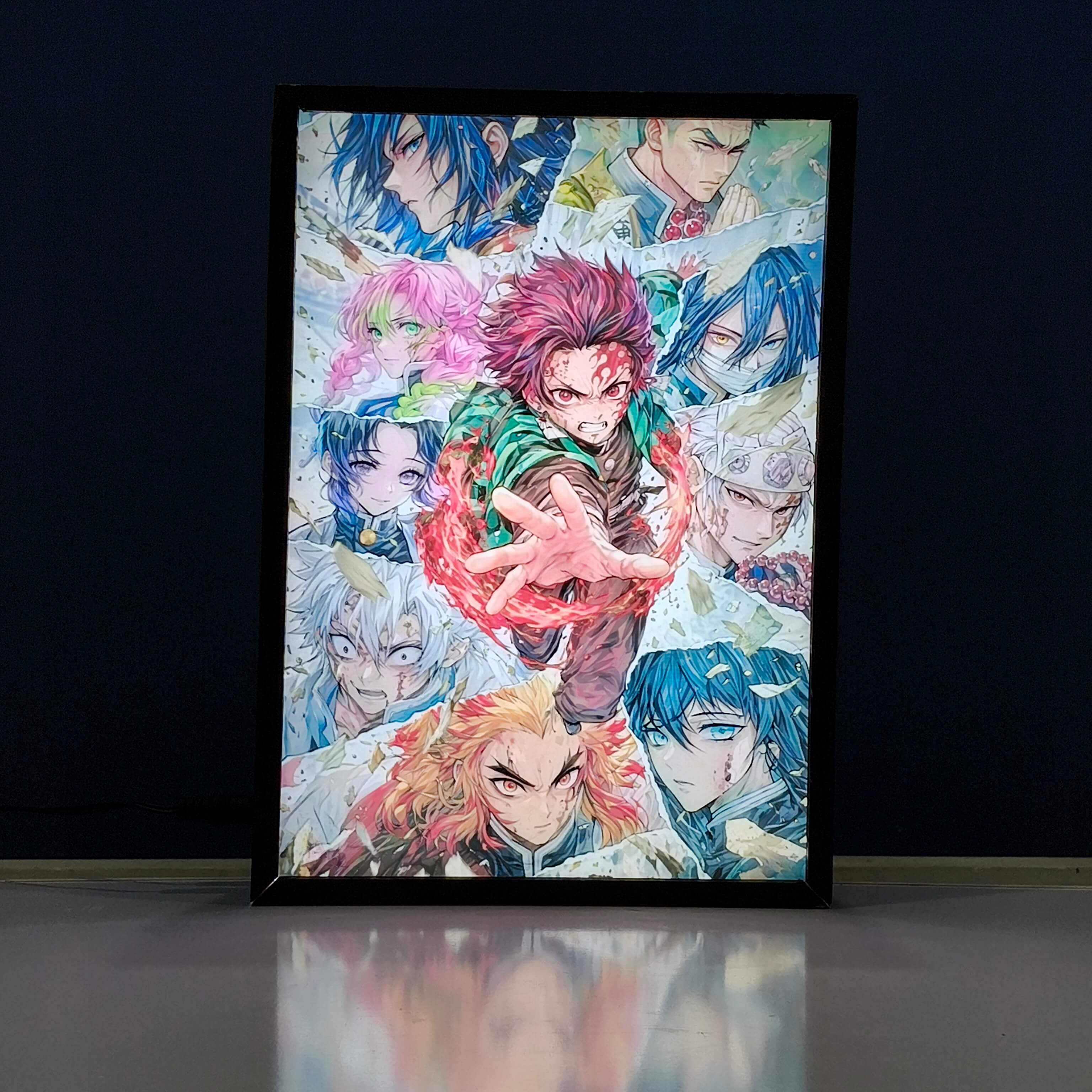 Demon Slayer Backlit Frame – LED Anime Wall Art
