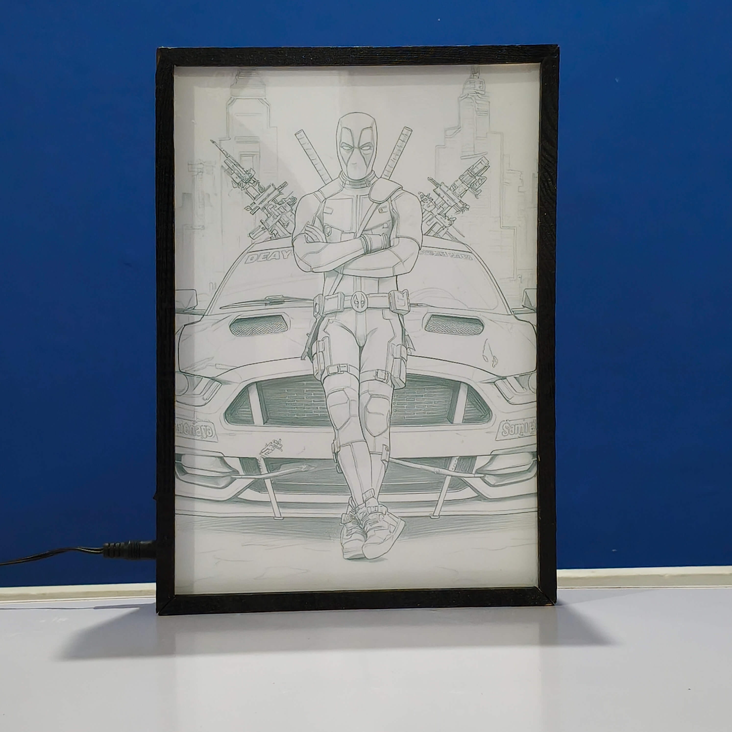 marvel Deadpool Backlit Frame – LED Movies Wall Art