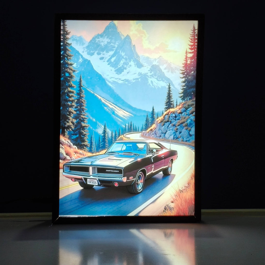 Classic 1969 Dodge Backlit Frame – LED Car Wall Art