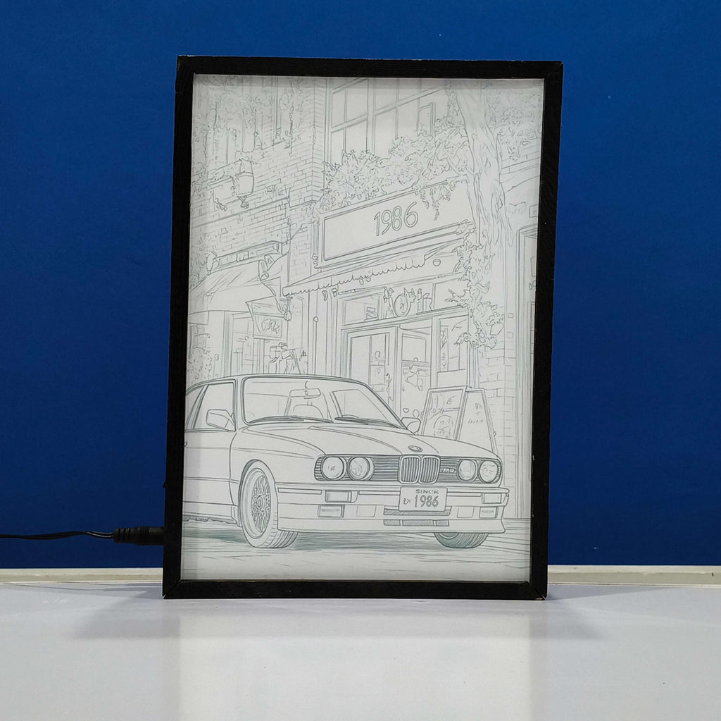 BMW E30 M3 Backlit Frame – LED Cars Wall Art
