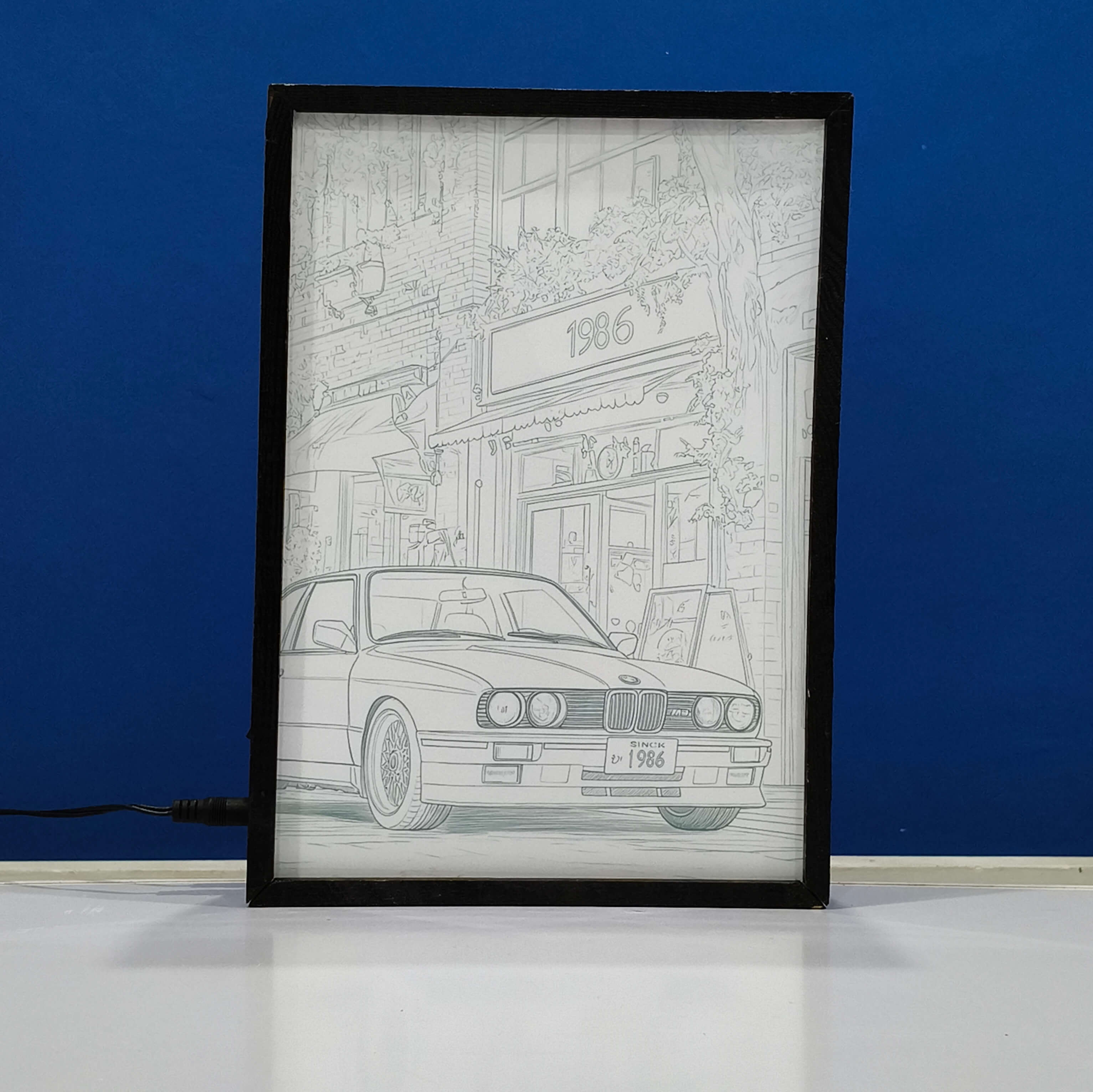 BMW E30 M3 Backlit Frame – LED Cars Wall Art