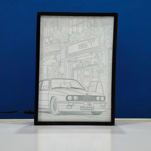 BMW E30 M3 Backlit Frame – LED Cars Wall Art