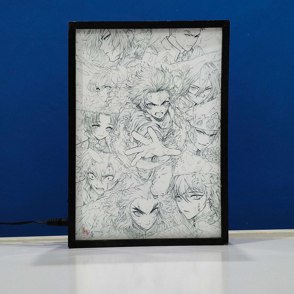 Demon Slayer Backlit Frame – LED Anime Wall Art