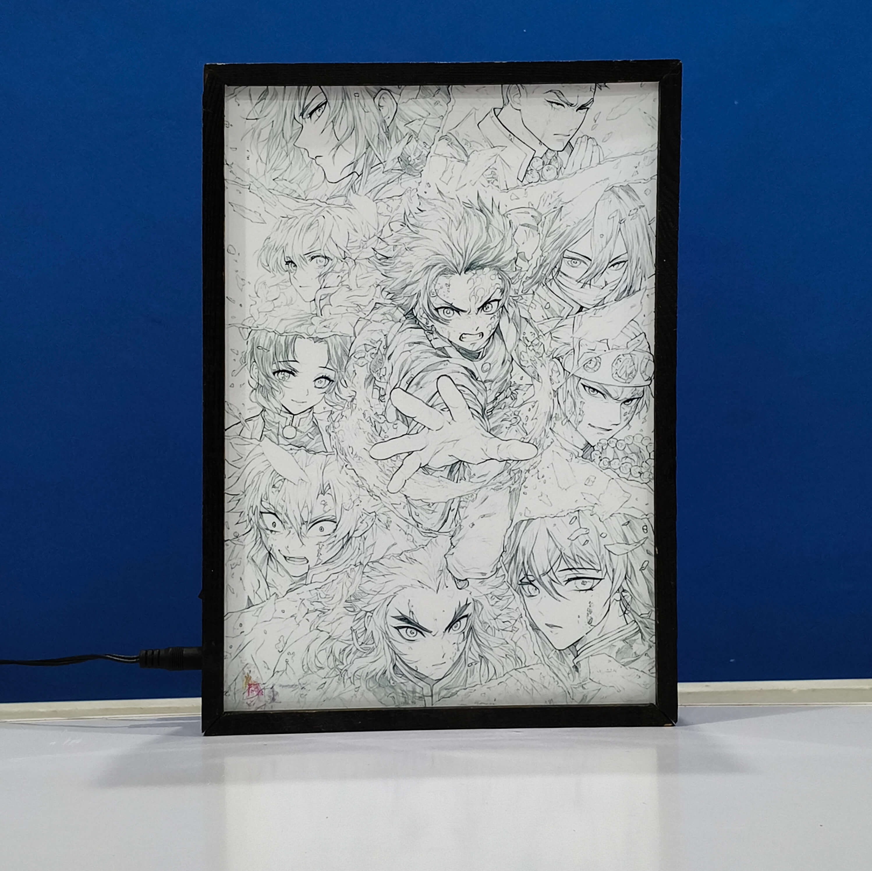 Demon Slayer Backlit Frame – LED Anime Wall Art