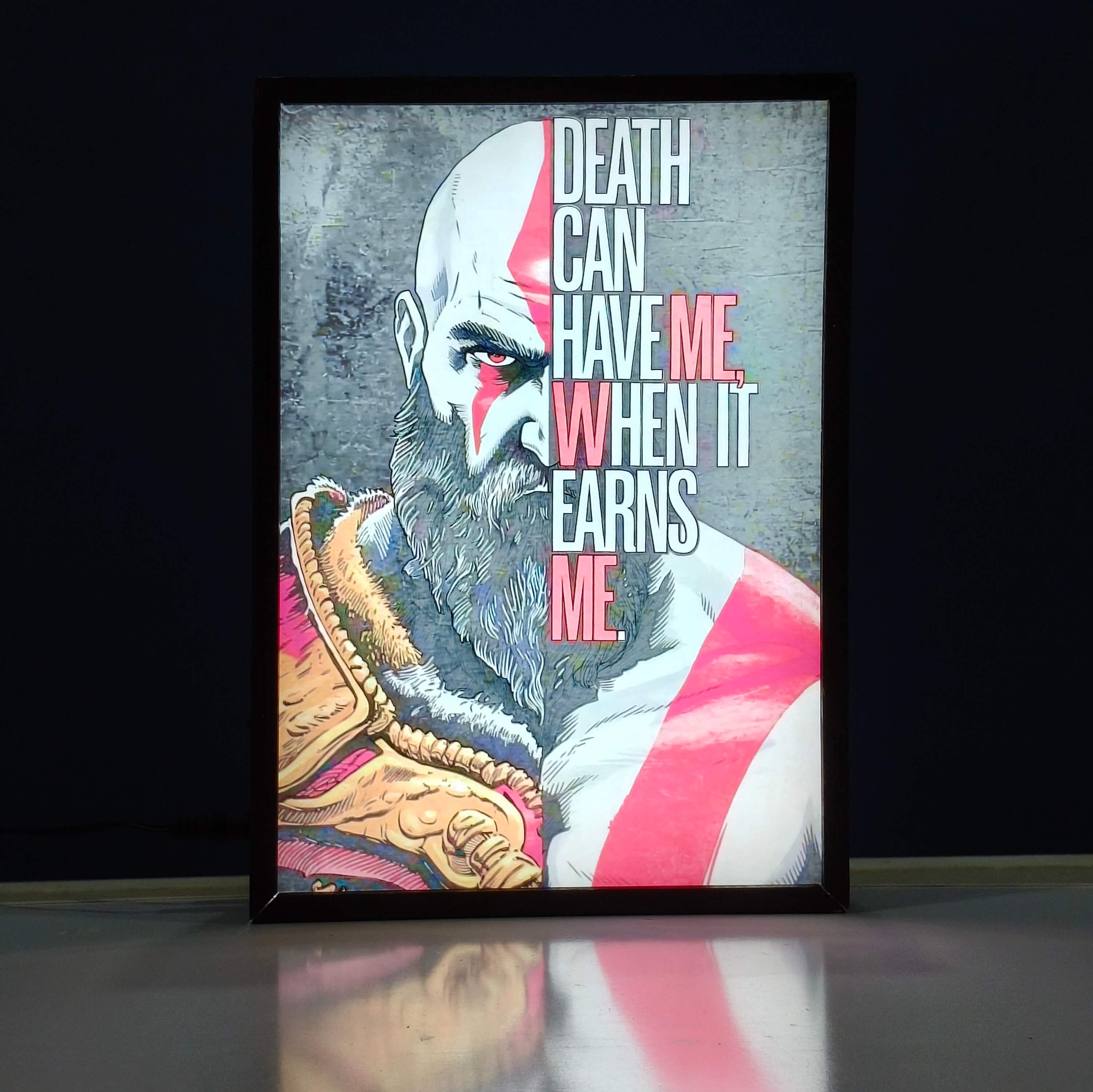 God of War Kratos Backlit Frame – LED Games Wall Art