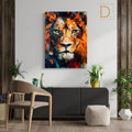 Majestic Lion Portrait Canvas – Vibrant Brushstroke Wall Art