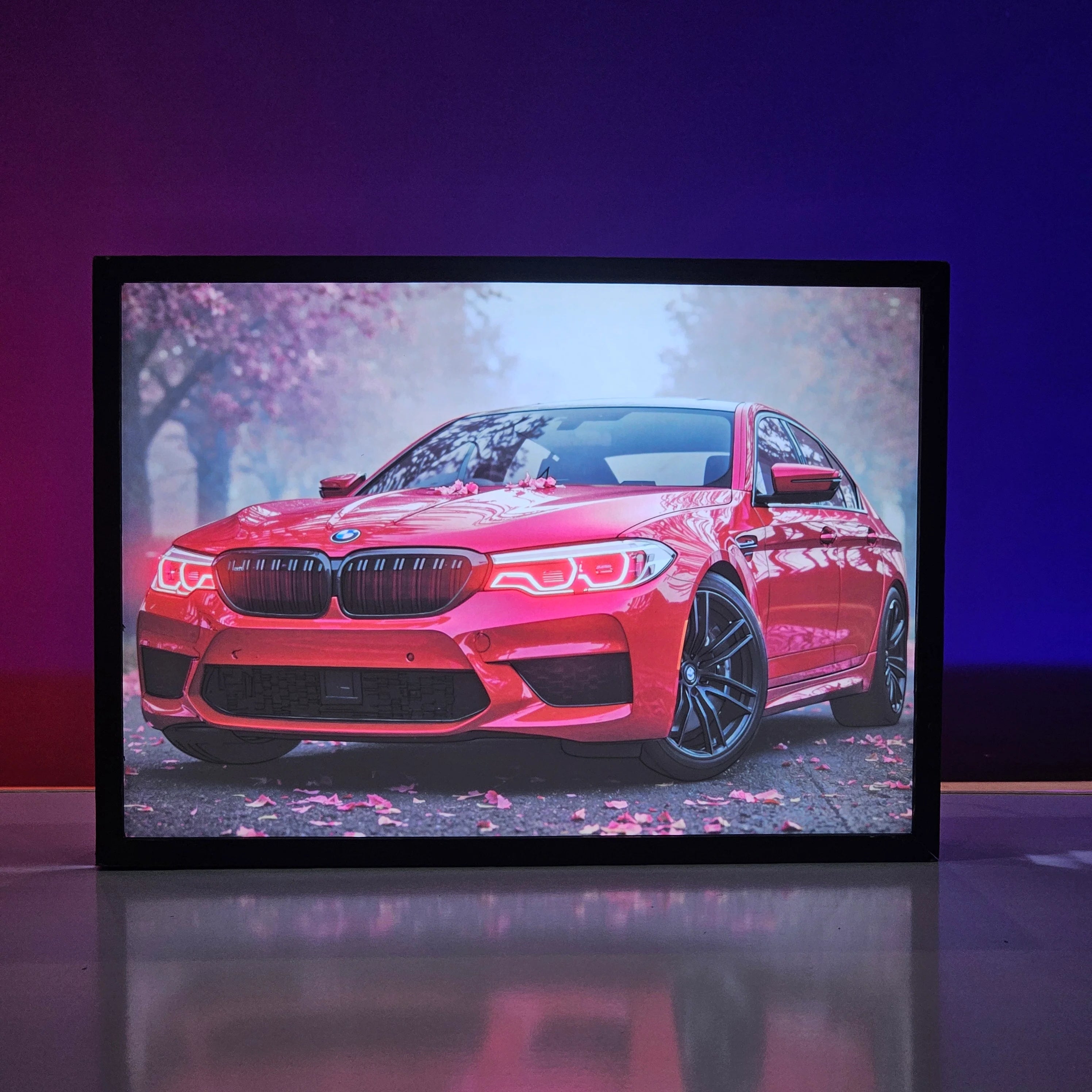 Red BMW LED frame home decor pakistan