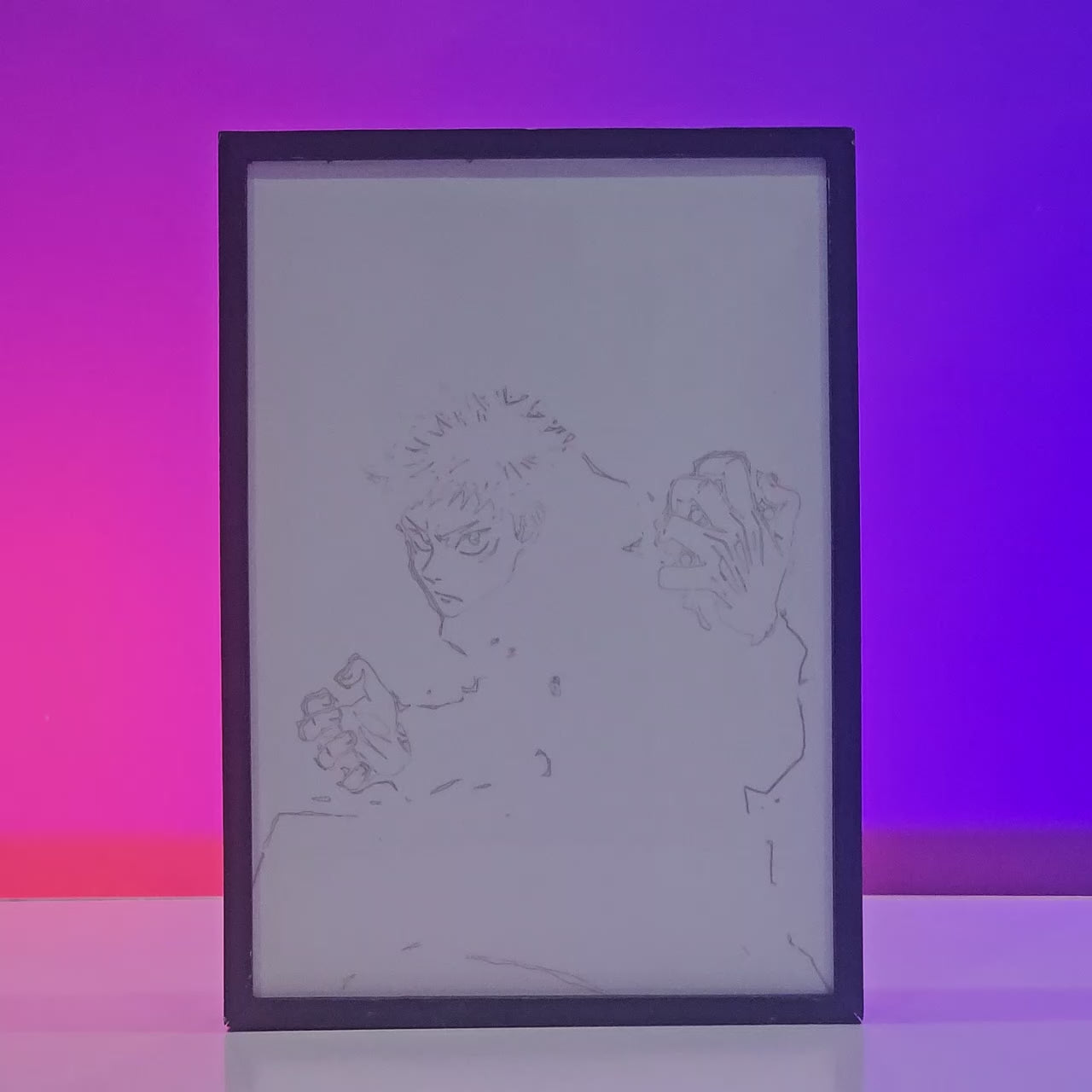 Jujutsu Kaisen Backlit Frame – Yuji & Sukuna Anime LED Wall Art