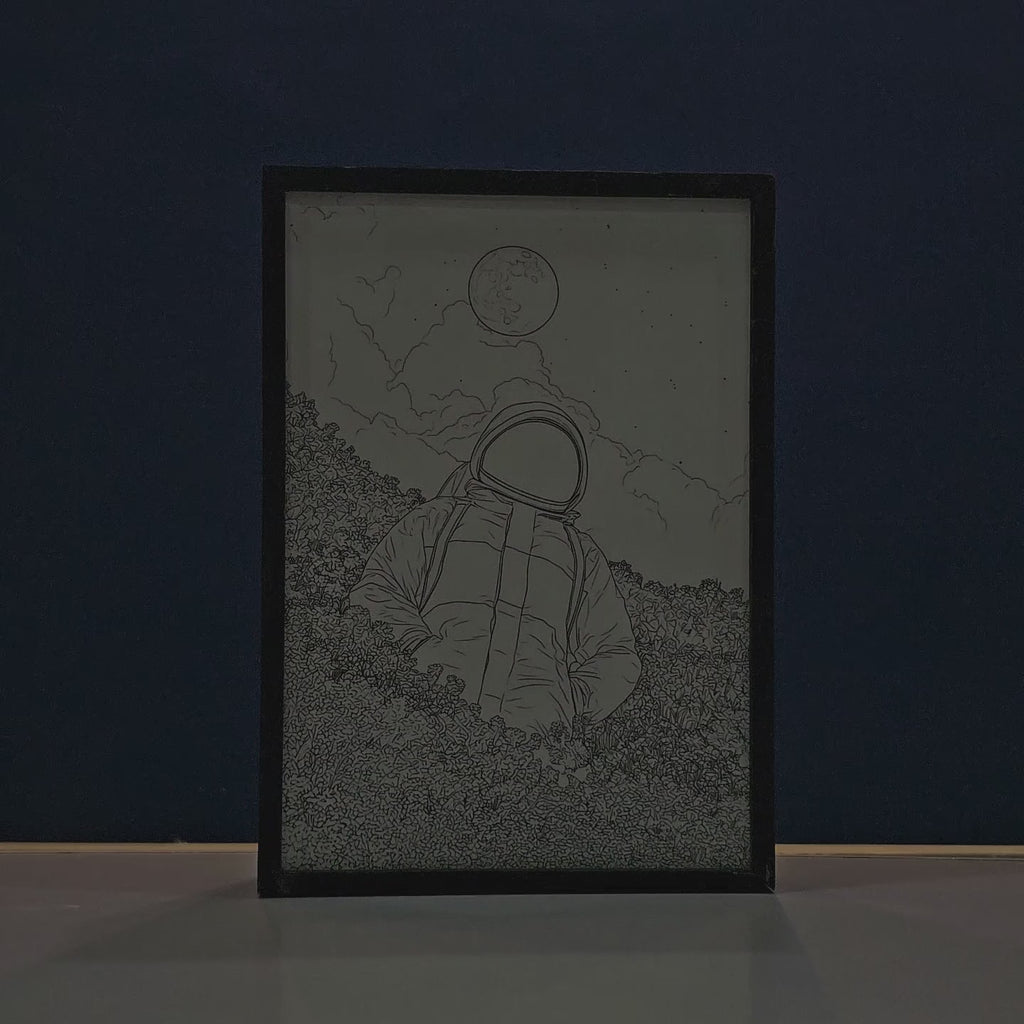Cosmic Astronaut Backlit Frame – LED Galaxy Wall Art Pakistan