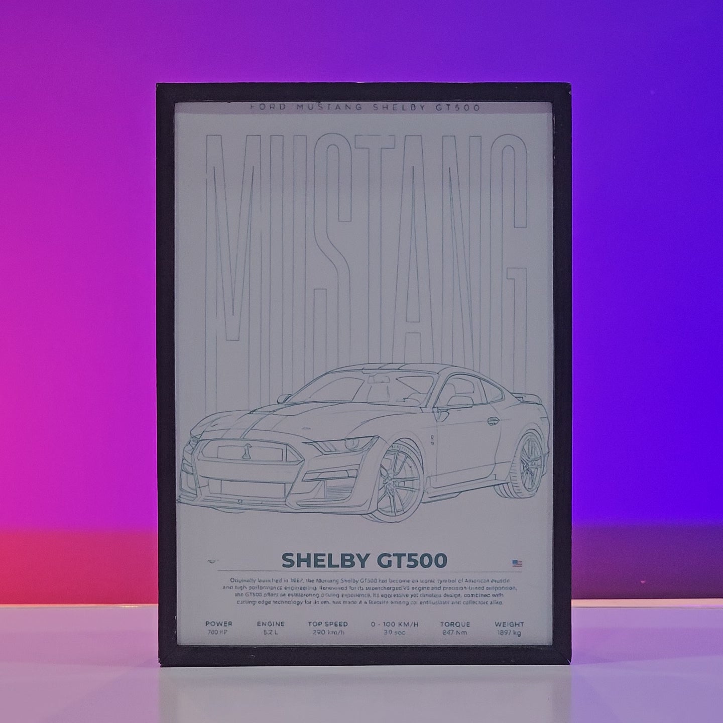 Mustang Shelby Poster backlit
