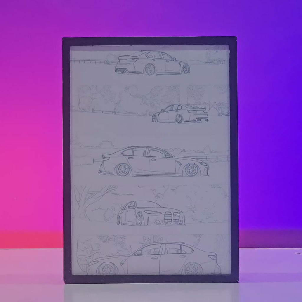 BMW M3 Backlit Frame – Premium Sports Car LED Wall Art Pakistan