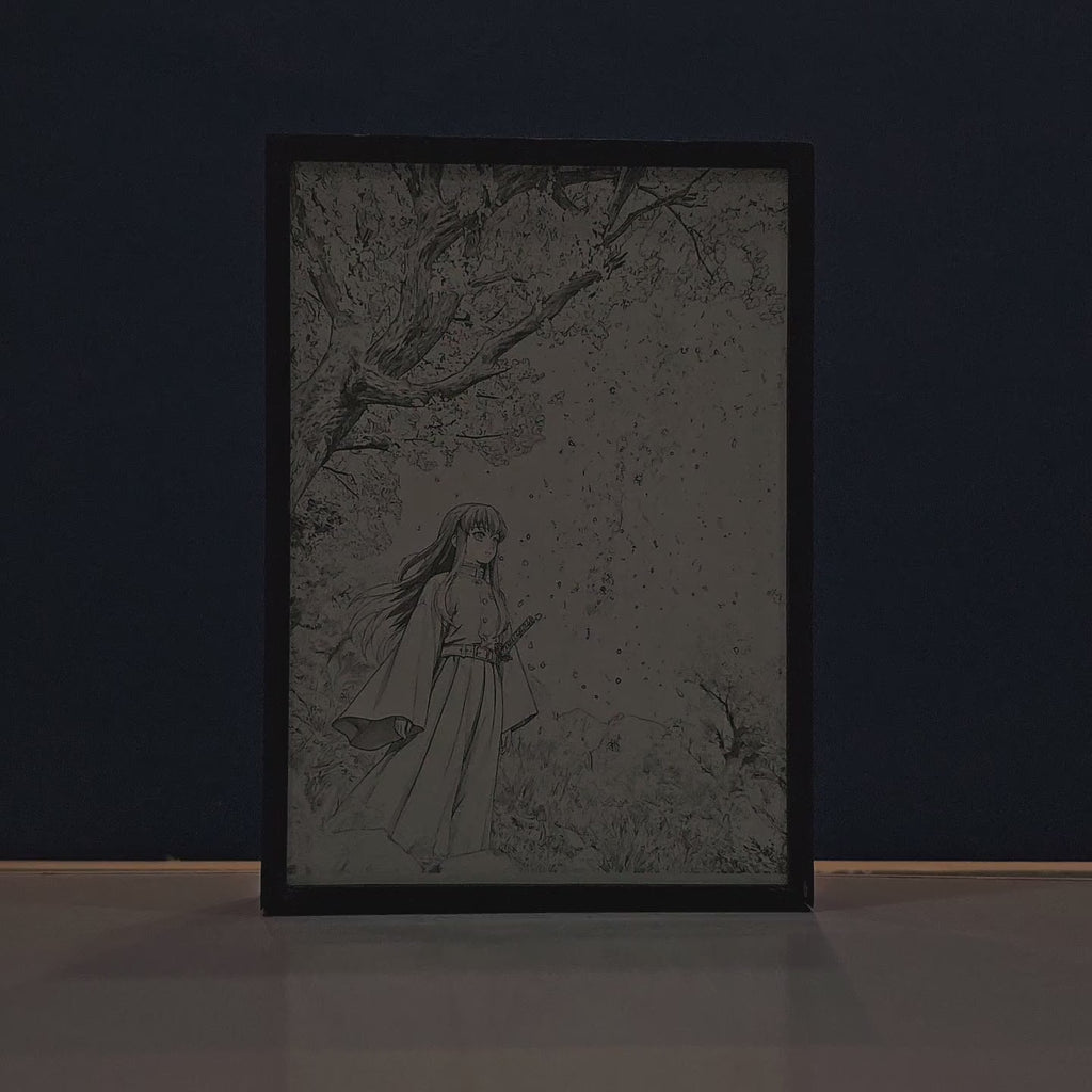 Sakura Mist Backlit Frame – LED Anime Wall Art