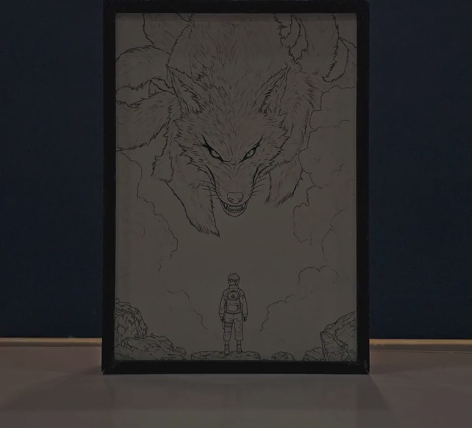 Naruto Kurama Backlit Frame – LED Anime Wall Art