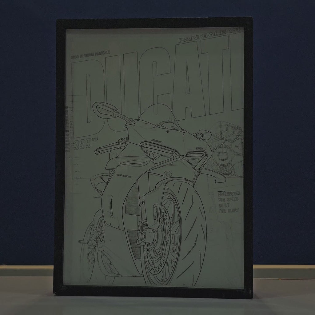 Ducati Panigale V4 Backlit Frame – LED Bikes Wall Art