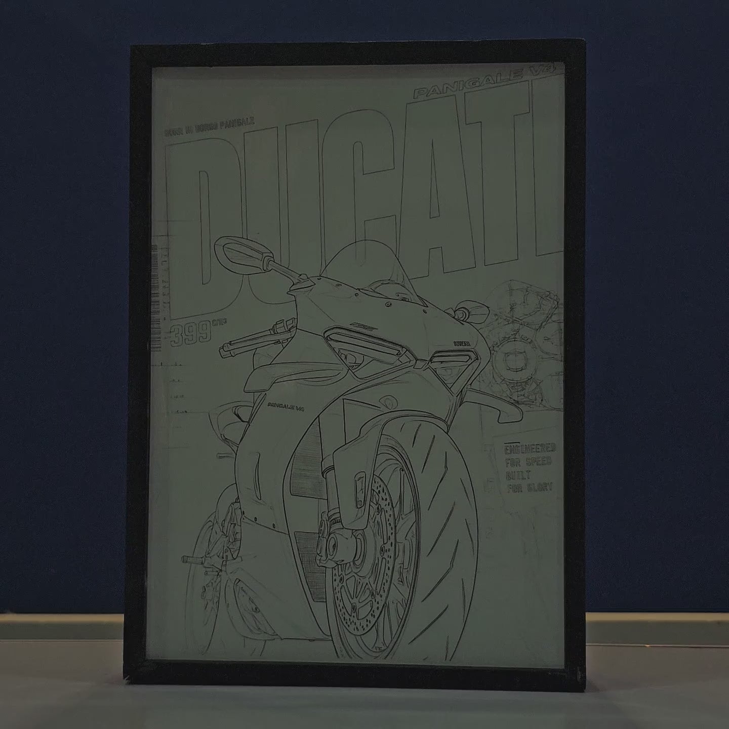 Ducati Panigale V4 Backlit Frame – LED Bikes Wall Art
