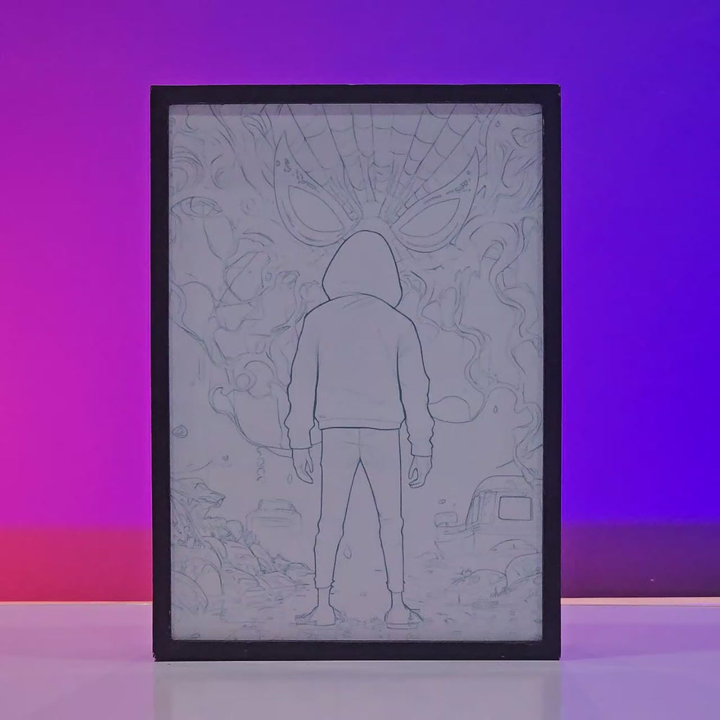 Miles Morales Spider-Man Backlit Frame – Marvel LED Wall Art Pakistan
