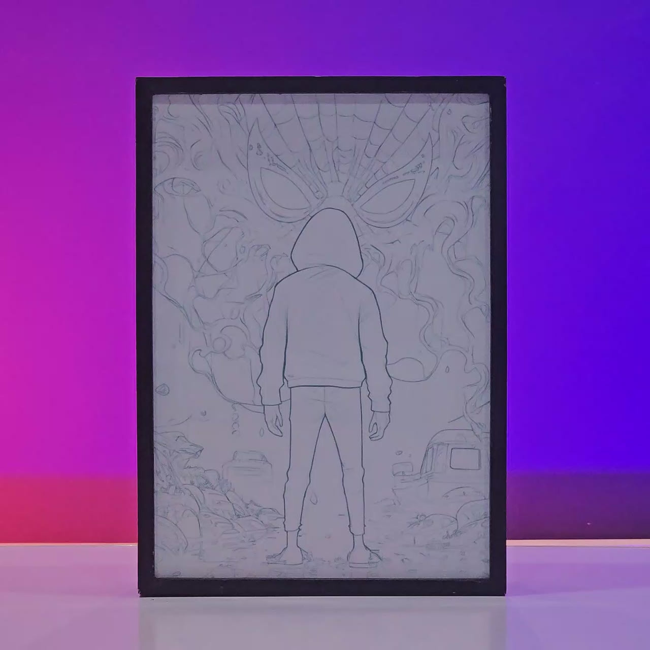 Miles Morales Spider-Man Backlit Frame – Marvel LED Wall Art Pakistan