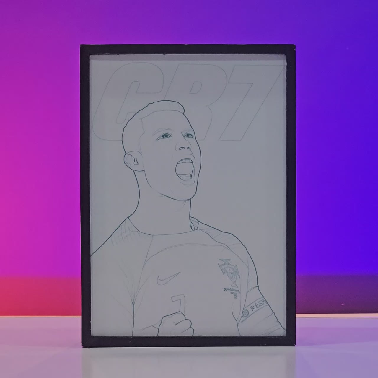 Ronaldo CR7 Backlit Frame — Football Wall Art Gift Pakistan